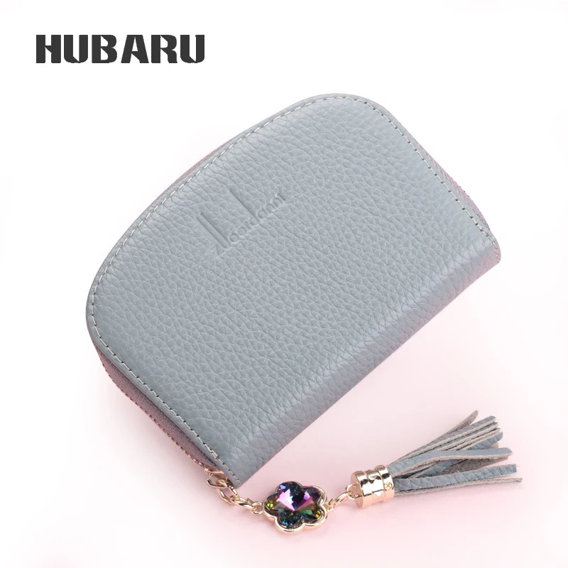 

HUBARU Fashion Simple Design Women Short Mini Clutch Wallet Genuine Leather Zipper Bag Multi-Card Holder Female Coin Purse Girl