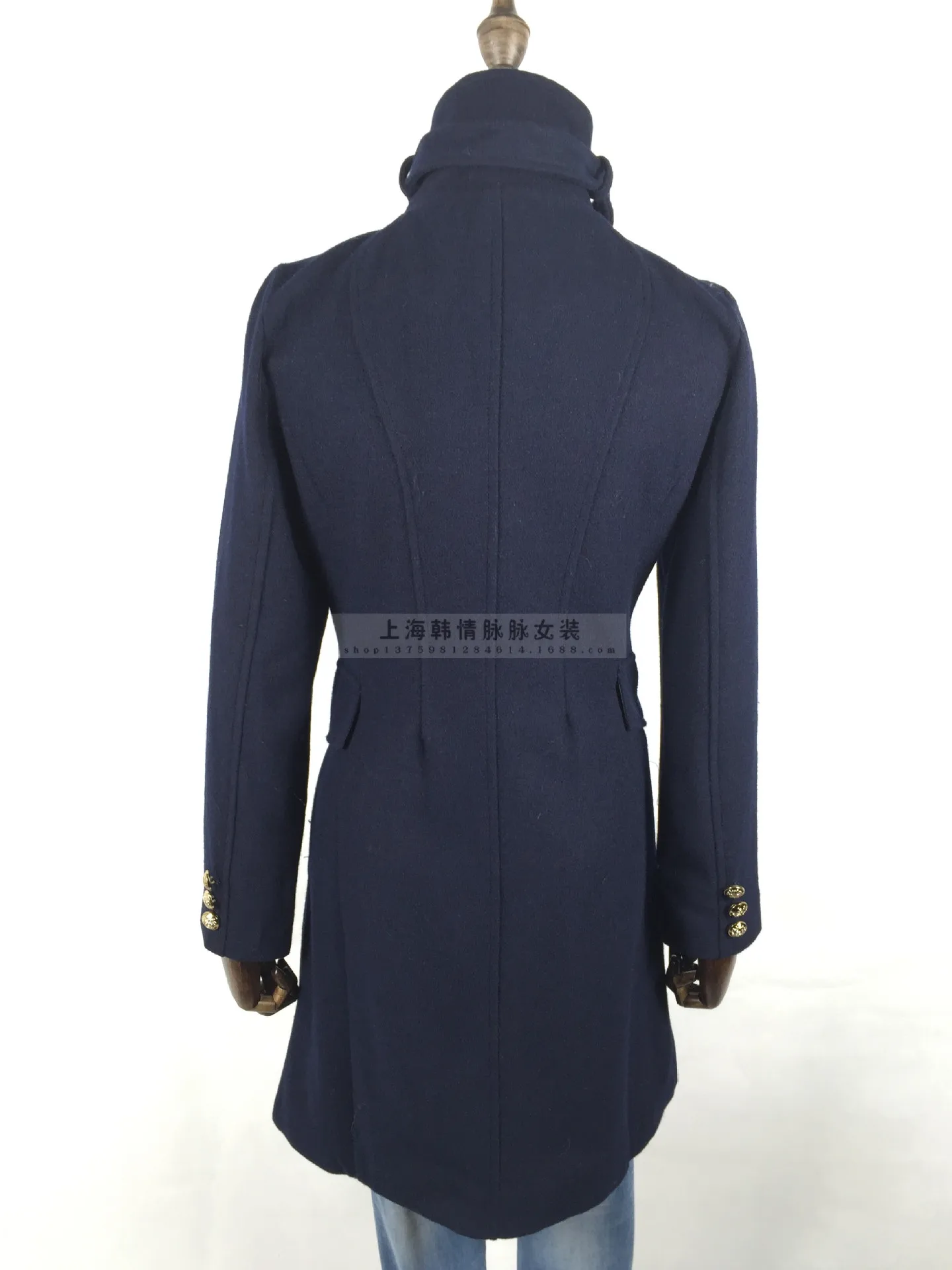 Hiver À Laine Mode En Cachemire Collier Stand Double Mélangée Mince De Trench Femmes Automne Manteaux Femme Manteau 2018 Bleu Boutonnage trhsdCxQ