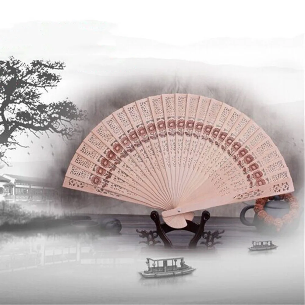

1Pcs Vintage Chinese Folding Fan Pocket Hand Fan Wooden Bamboo Folding Fan Birthday Party Wedding Gifts Decoration