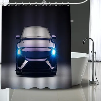 

Custom Automotive Pattern Decor Curtains Polyester Bathroom Waterproof Shower Curtain With Plastic Hooks