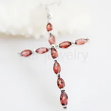 Гранат крест ожерелье подвеска натуральный источник Красный Гранат 925 серебро для мужчин или женщин ювелирные изделия 0.13ct* 10 шт драгоценные камни#16091102