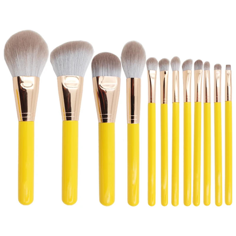 

BBL 12pcs Professional Soft Yellow Makeup Brushes Set Foundation Powder Shading Brush Full Function Makeup Cosmetic Tools Kit