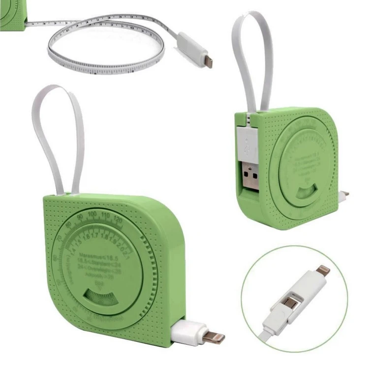 2 in 1 Ruler Cable Retractable Tape Measure Style Micro USB Data Charge Cable for iPhone iPad Samsung Android 4 Colors Available_15