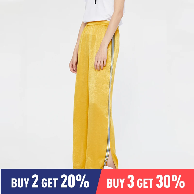 

Toyouth Oversize 2019 Contrast Striped Patchwork High Waist Women Straight Pantalon Femme Full Length Casual Trousers