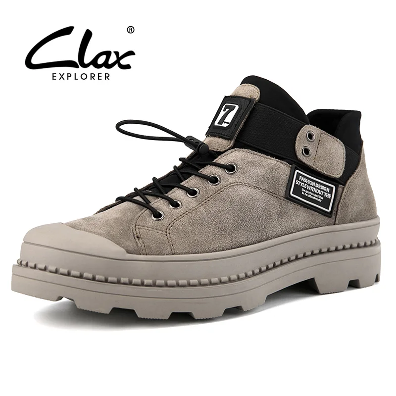 

CLAX Men's Ankle Boots Fashion Spring Autumn Work Boots Male safety shoes Suede Leather Casual Shoe chaussure homme plus size