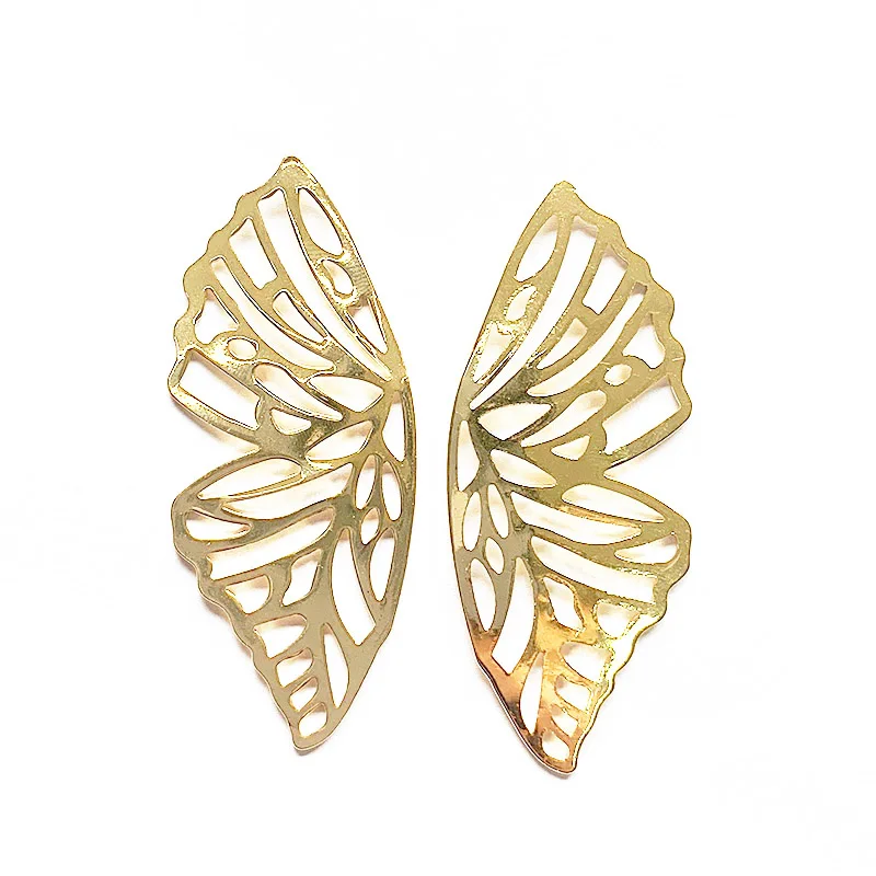 ES343 золотые полые серьги в виде бабочек элегантные большие веерообразные металлические женские серьги-гвоздики модные ювелирные аксессуары Новинка