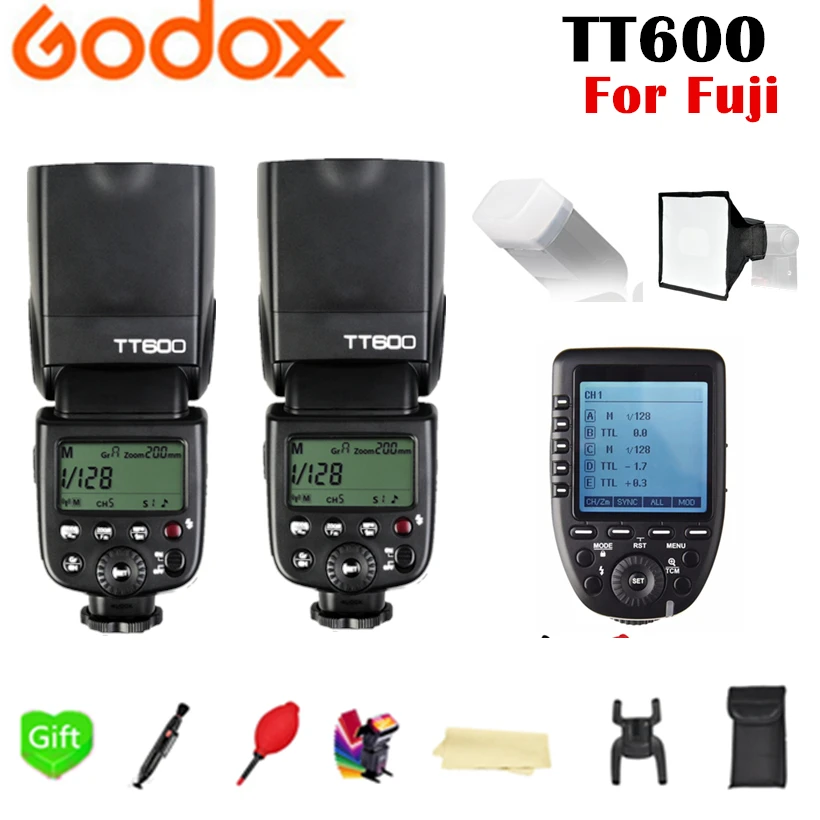 2X Godox TT600 2 4G Беспроводная система X TTL 1/8000s Вспышка Speedlite + Xpro-F передатчик триггер