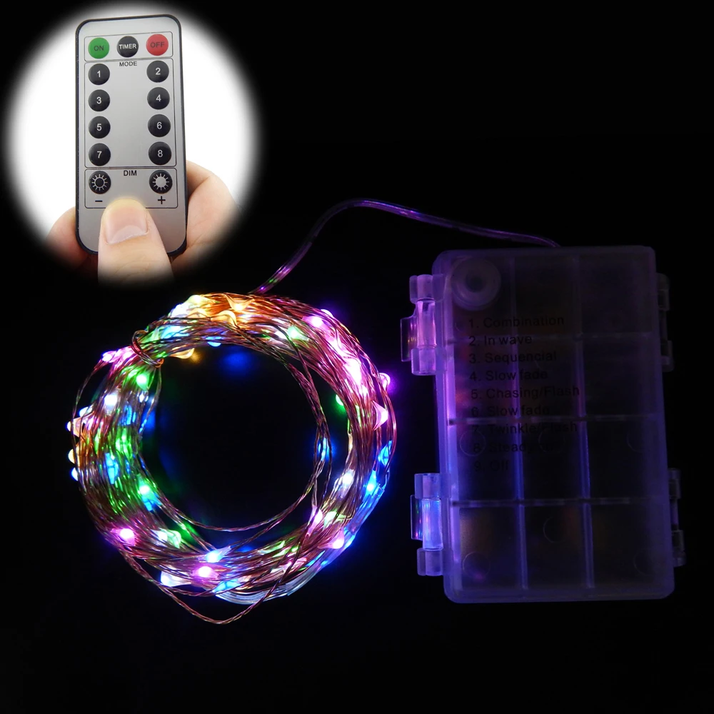 10m / 6m 100 / 60 leds Remote Control 8 Modes Battery Operated Copper