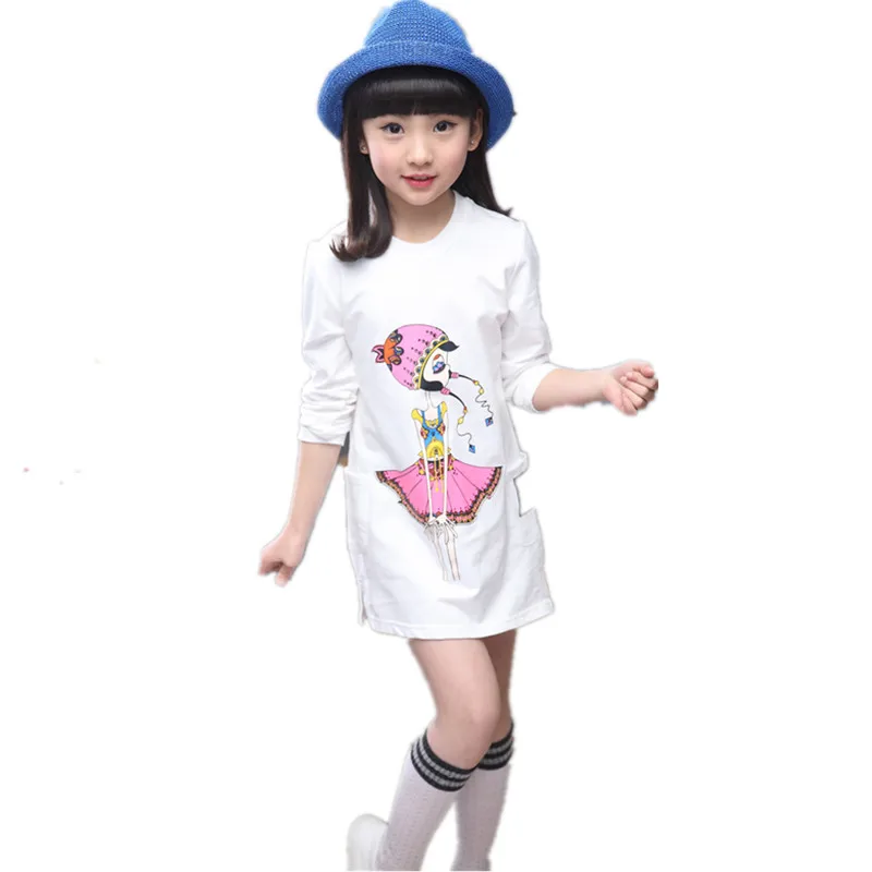 Kawaii Little Girls T Shirt Long Sleeve 2017 New 0 neck Children Kids
