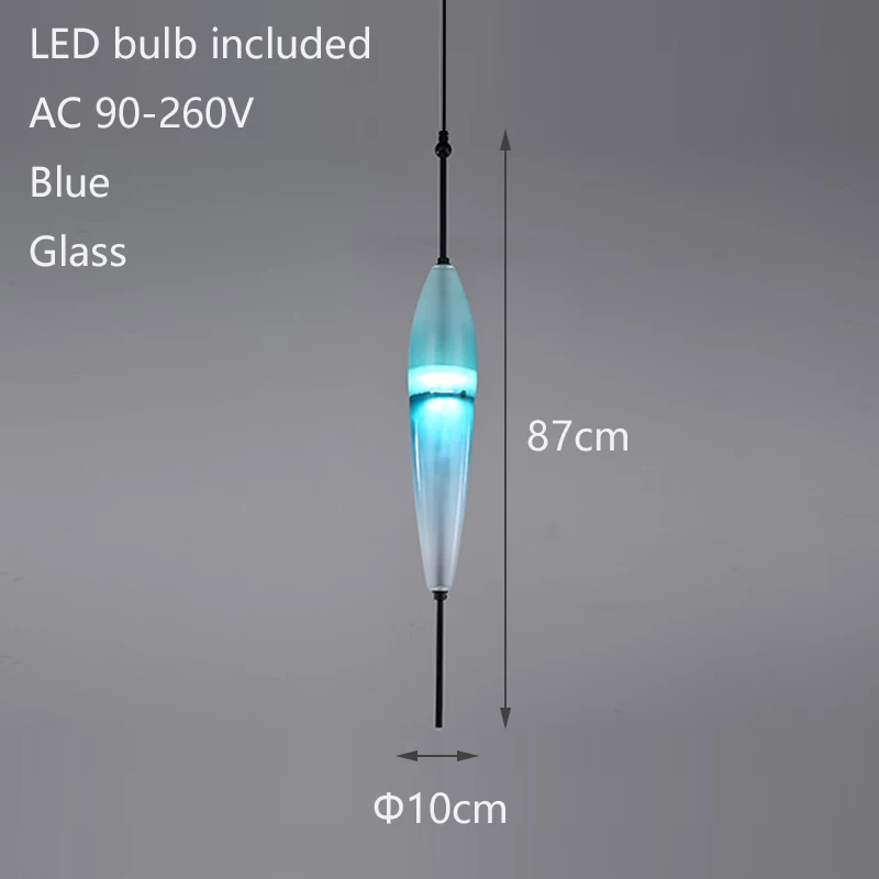 Современный скандинавский каплевидный синий стеклянный подвесной светильник светодиодный креативный арт-деко подвесной светильник с 2 цветами для гостиной спальни кафе - Цвет корпуса: YY-PDK226BlueA