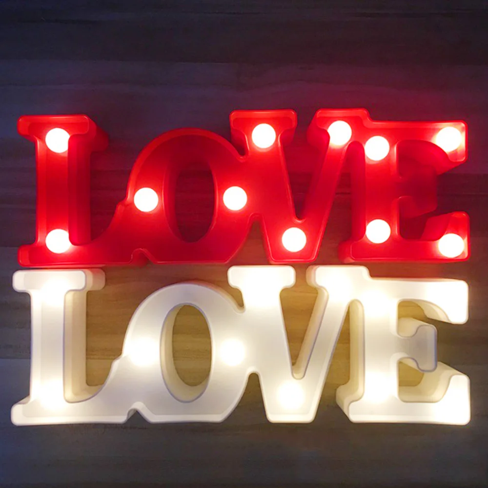 

Valentine's Day Gift 3D Marquee LOVE Letter LED Lights Romantic Wall Lamps Night Light Home Party Wedding Love Decoration Gifts