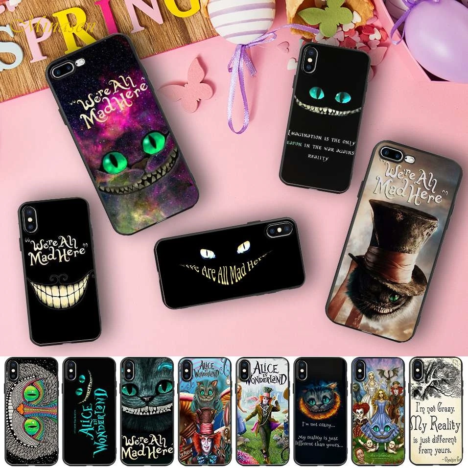 

Alice in Wonderland Cheshire Cat Case Soft Silicone Phone Fundas Capinha for iPhone X 5 S 5S XR XS Max 6 6S 7 8 Plus Cover