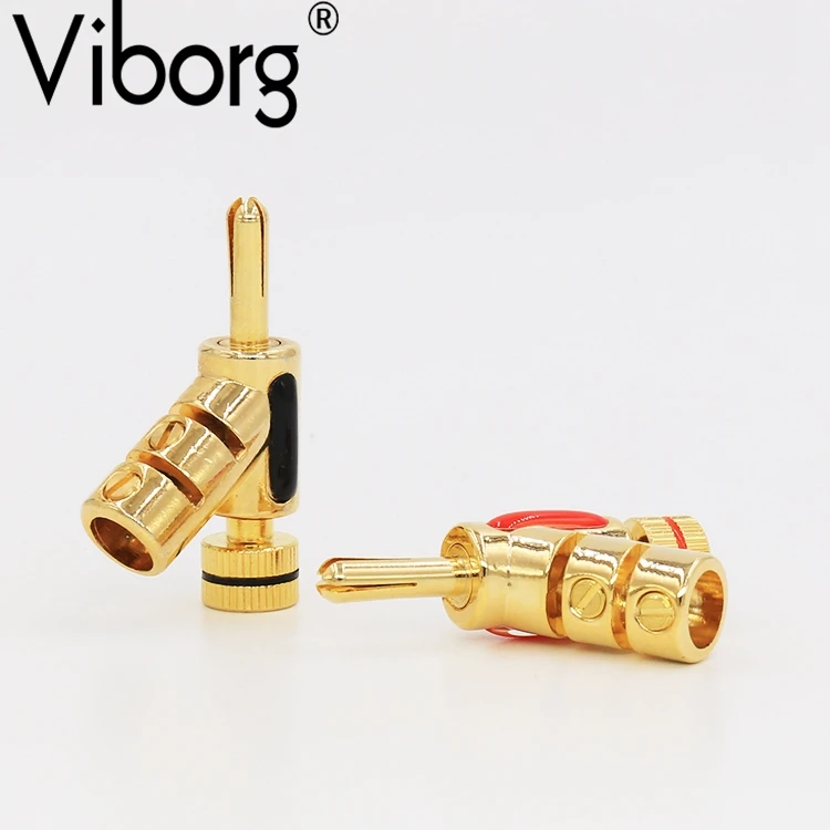 

HI-END GOLD PLATED LOCK SPEAKER CABLE PLUG BANANA CONNECTOR x 4