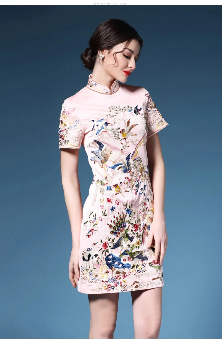 Китайский стиль Ретро Вышивка Cheongsam qipao платье для девочек