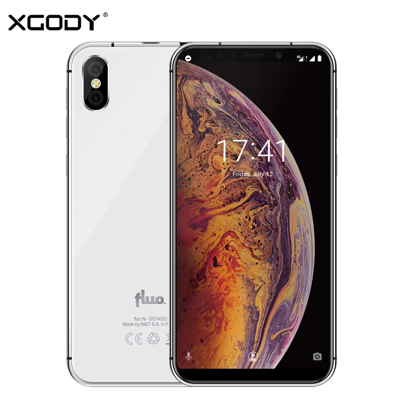 XGODY Dual 4G Sim Smartphone Fluo N Face ID 5.7 Inch 19:9 Notch Screen Android 8.1 Mobile Phone 3GB+32GB Quad Core 8MP Camera