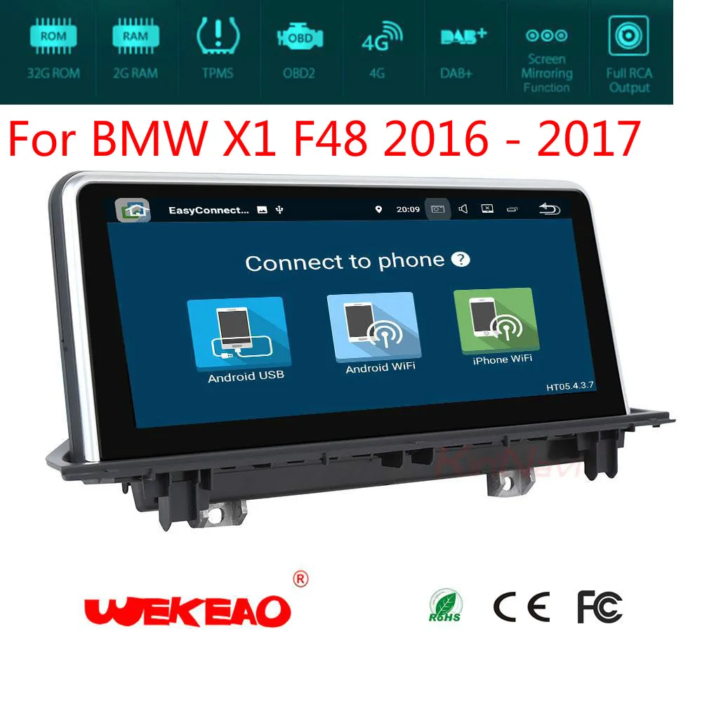Wekeao 10 25 &quotАвтомобильный мультимедийный плеер для BMW X1 F48 2016-2017 радио gps 4 ядра Android