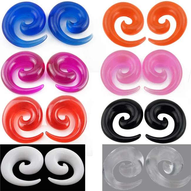 18pcs/lot 8 Colors High Smooth UV Acrylic Snail Ear Gauges Tapers And