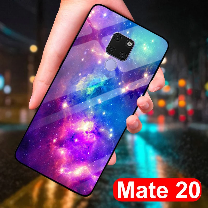Для Huawei Mate 20 чехол для телефона звездное небо закаленное стекло + TPU Край тонкий