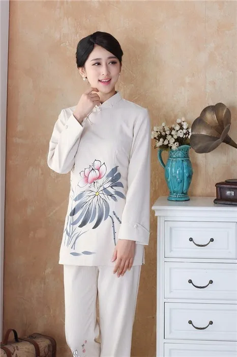Плюс Размеры 4xl зеленый Для женщин длинный рукав блузка Китайский традиционный хлопок льняная рубашка Топ цветок Костюмы blusas femininas 2508