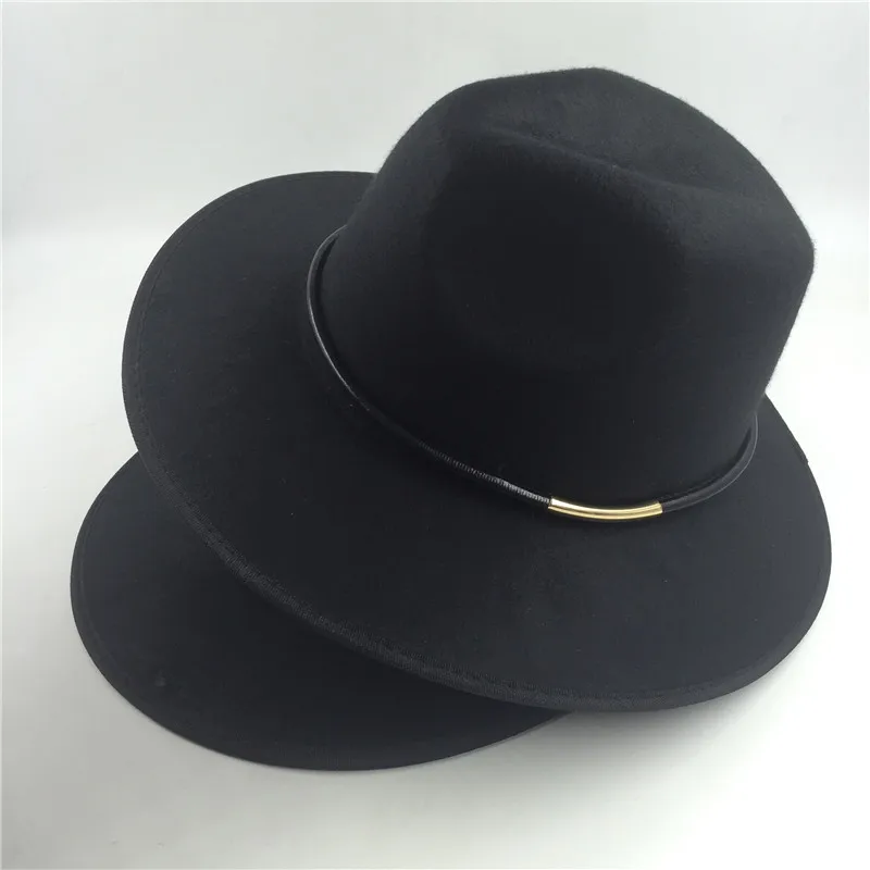Новая Винтажная Мода унисекс для мужчин и женщин Bad shape Fedora Шляпа Дерби Трилби черные войлочные джазовые шляпы с полиуретановой веревкой