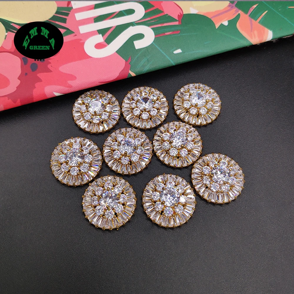 

Snowflake Zircon Button Charm Pendant Micro Zircon Pave Crystal Copper Earrings Charm DIY Jewelry Making Findings 10 pcs 17.3 mm