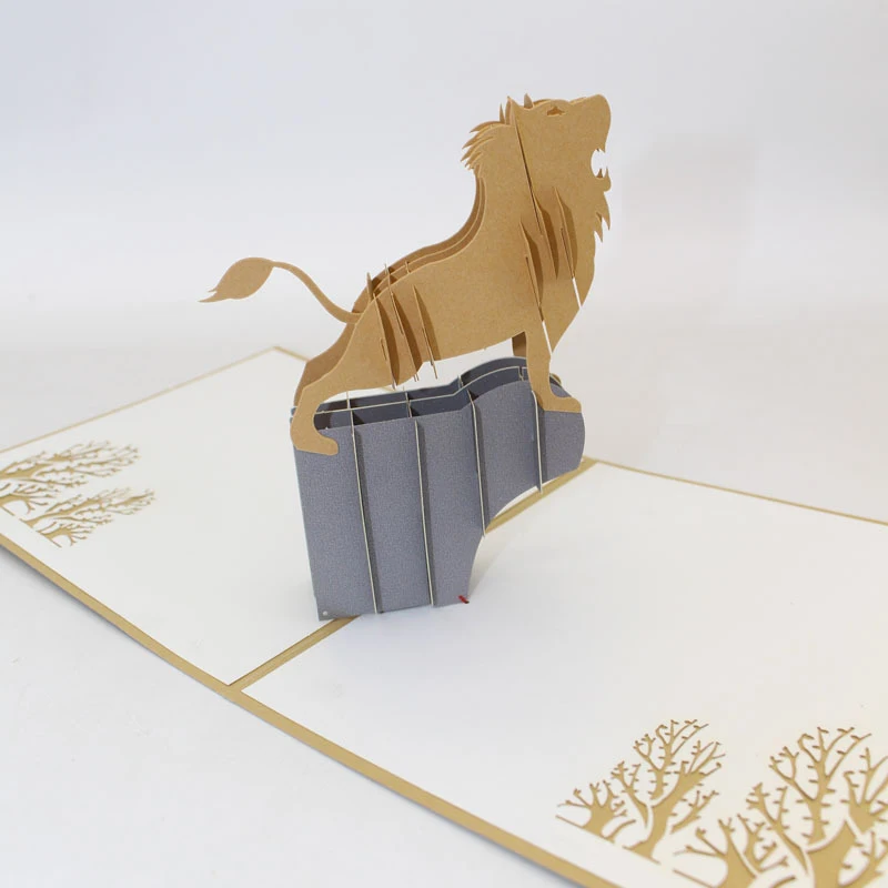 3D лазерная вырезка ручная работа мультфильм рожающий Лев король бумажное