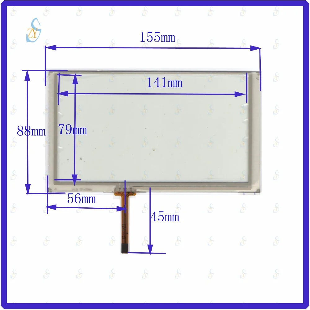 

ZhiYuSun 155mm*88mm HLD-TP-2544 6.2inch 4-wire resistive touch panel for Car DVD, 155*88 GPS Navigator screen glass