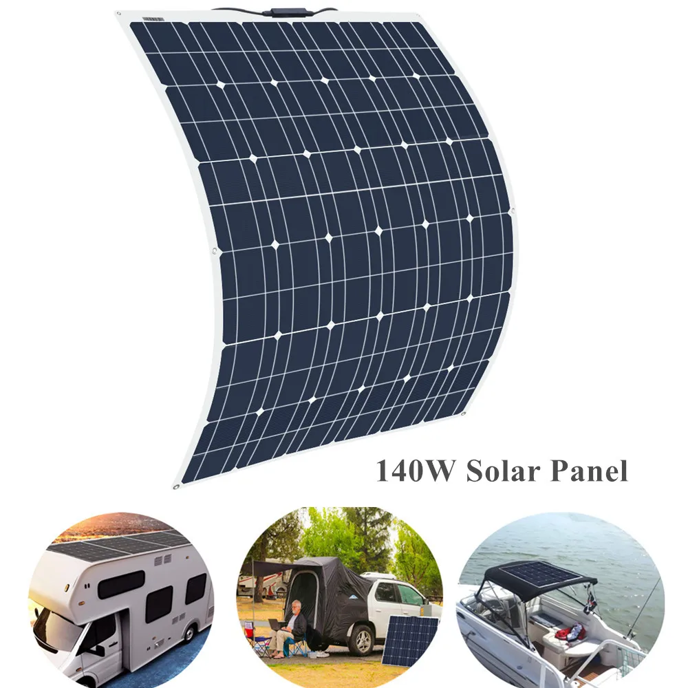 140W 18V Flexible Solar Panel Monocrystalline Silicon Cells Module Solar Charger For Car Home RV Yatch Boat Battery 12V charger