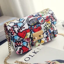 2016 Nouveau Femmes Sacs D’été Graffiti Dames designer sacs à main de haute qualité chaîne mini sac femmes messenger sacs pour femmes Embrayage