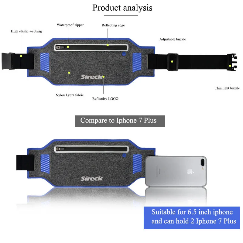 Sireck Running Bag Waterproof Running Waist Bag Fanny Pack Men Women Jogging Belt Gym Fitness Bag Sport Bike Accessories 