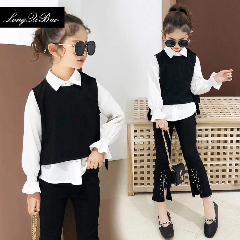 

Girls spring three-piece 2019 new girls clothes spring children in the big children fashion foreign gas suit tide
