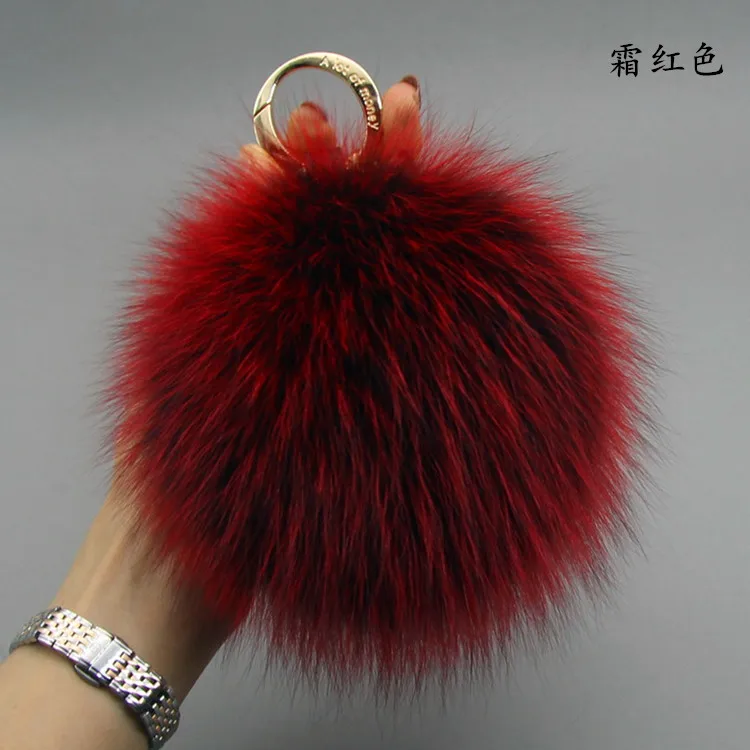 Fox fur bag charm dyed green & red color,real fur pompom,real fox pom, bag  charm pompom,pompom keychain,real fur bag accessory, Gift for her