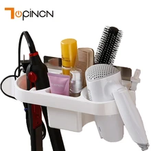 Witte Muur Gemonteerde Föhn Rack Organizer Haardroger Stijltang Houder Set Voor Badkamer Plank Voor Washroom Levert(China)