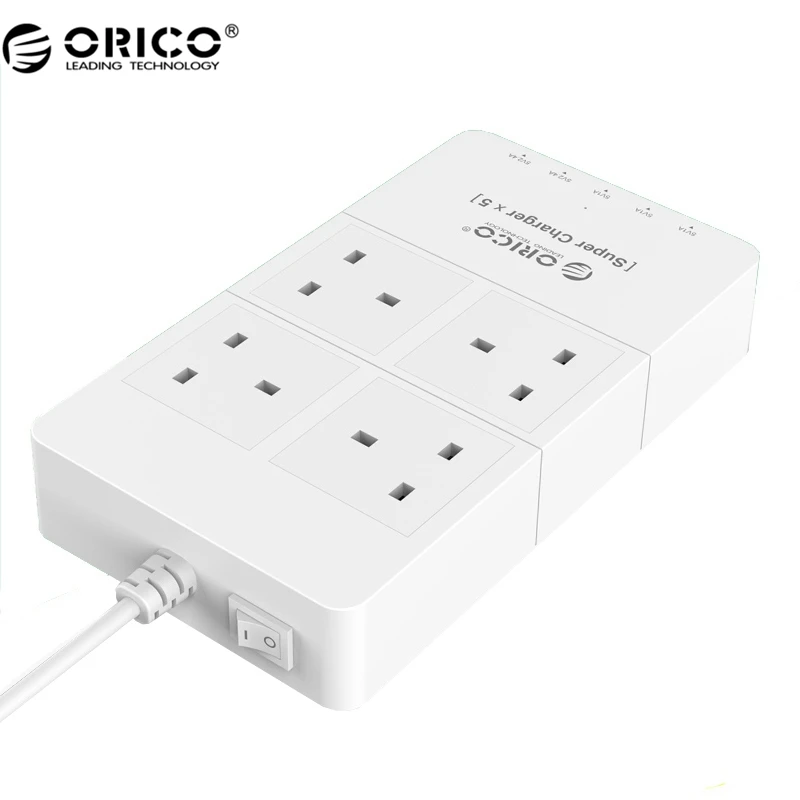

ORICO HPC-4A5U Surge Protector 4 AC Socket 5 USB Port USB Super Charger Power Strip With 1.5 Meter Power Cord for Office Home