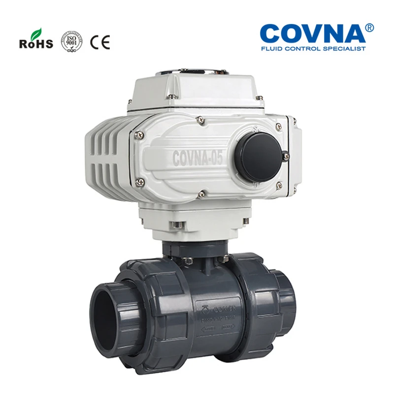 3/4 дюймов UPVC моторизованный 2 способа шаровой клапан на Off Тип PTFE сиденье PN10Bar воды электрический шаровой клапан
