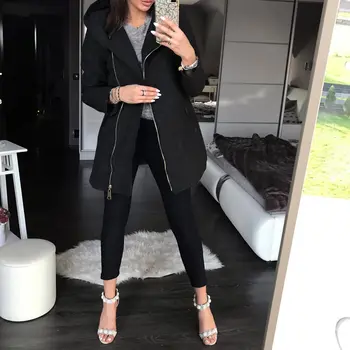 

Slim Zipper Winter Jacket Plus Size Thicken Outerwear Solid Hooded Coats Streetwear Women Cotton Basic Tops Autumn 2018