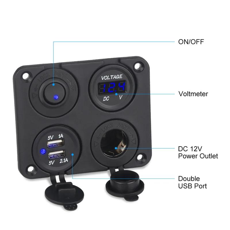 Двойная зарядка с usb-разъемом 12 В светодиодный вольтметр без выключения прикуриватель розетка панель переключения для автомобиля для лодки морской мотоцикл