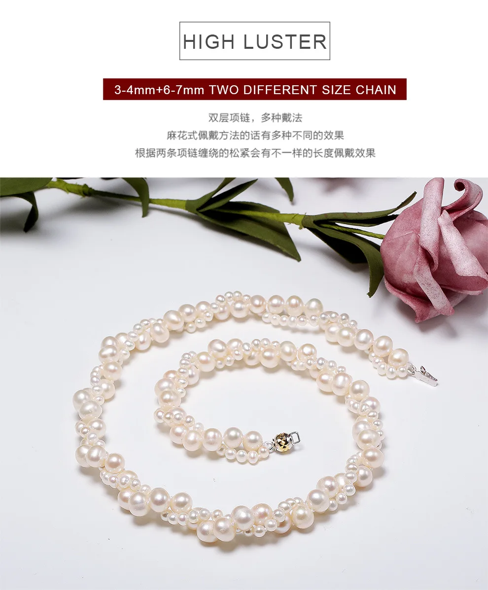 YS 925 пробы серебряный белый жемчуг ожерелье Китай пресноводный жемчуг ожерелье Свадебные украшения для женщин