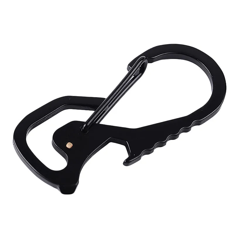 Portable Stainless Buckle Carabiner Keychain Key Ring Clip Hook Bottle Opener carabiner climbing Accessories Outdoor Tools #3d20 (1)