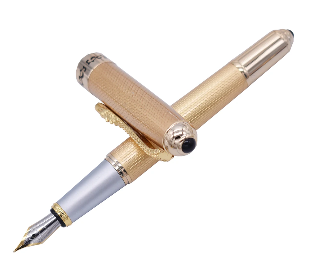 Jinhao Роскошная авторучка классический стиль клипса с драконом, Средний Golden Золотая авторучка для подписи канцелярские принадлежности