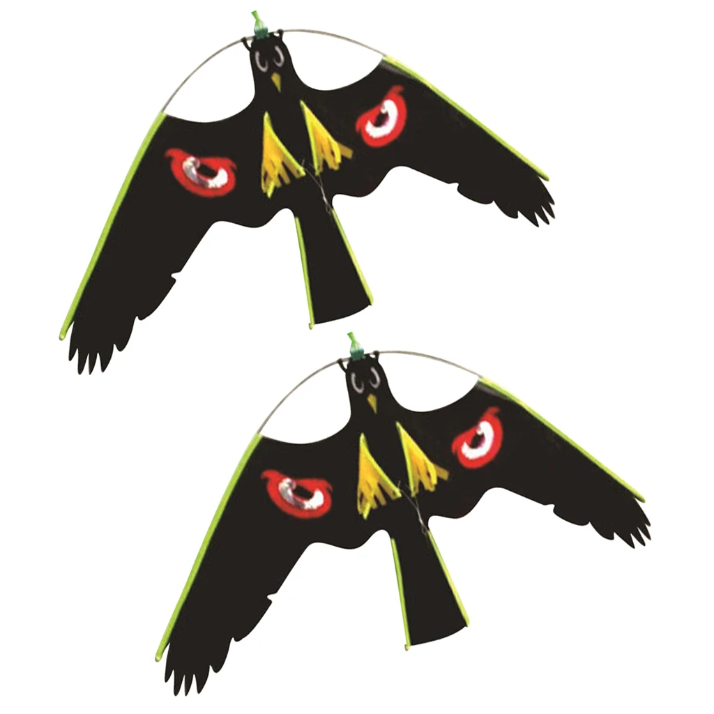 2x #3 Large Hawk Kite Scarecrow Decoy Bird Scarer Deterrent Protect Farmers Crops Outdoor Kids Toys Black Kites Windsock