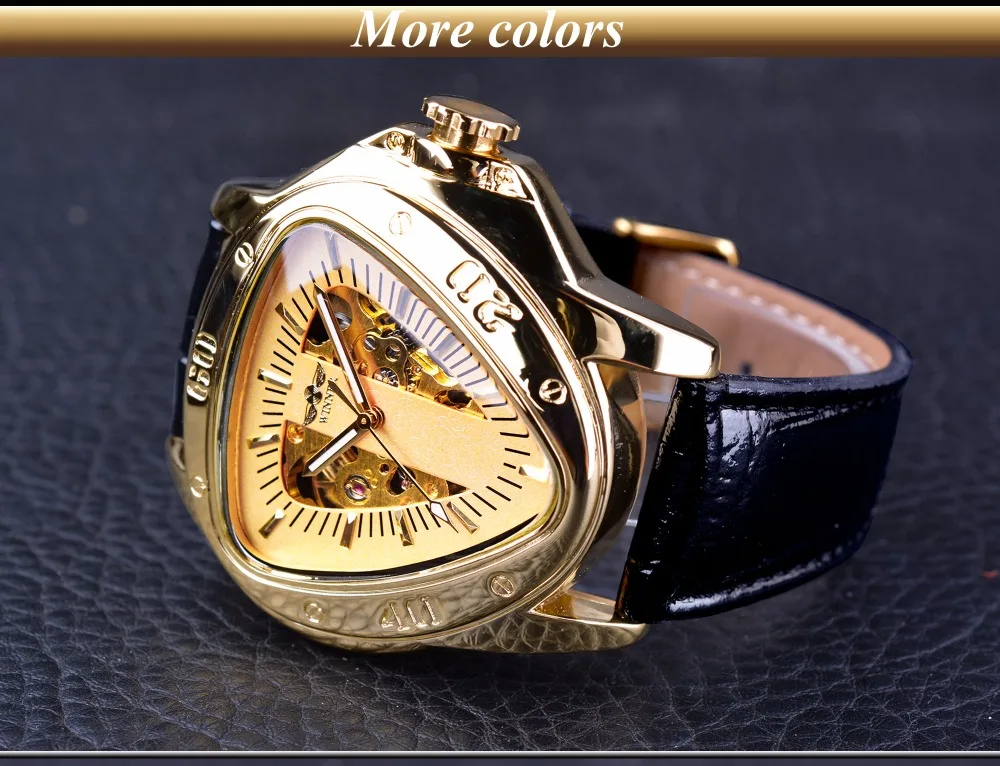 Triangle Golden Skeleton Wrist Watch