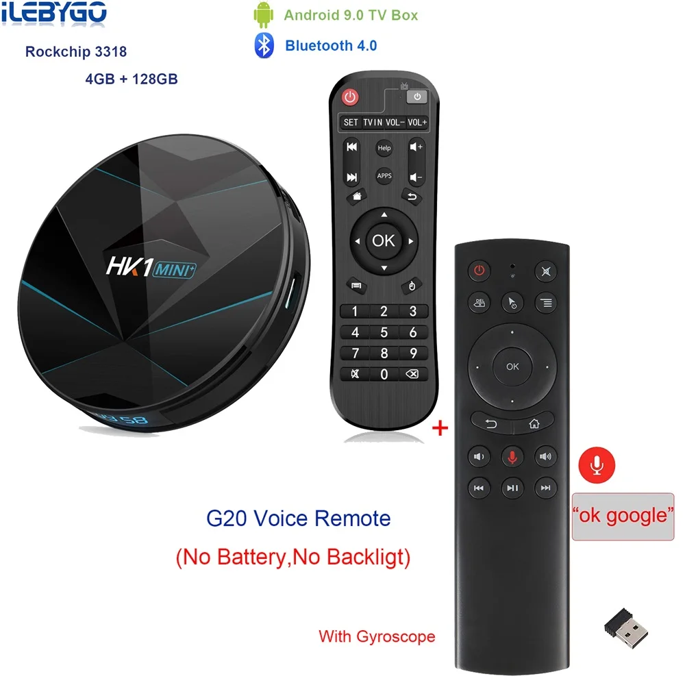 HK1 Мини плюс Android 9,0 tv Box 4 Гб 64 Гб RK3318 4 ядра 2,4G/5G Wifi 4 K HD телеприставка HK1 mini MAX 4G 32G 100 M 3,0 USD Отт Play - Цвет: 4GB 128GB G20