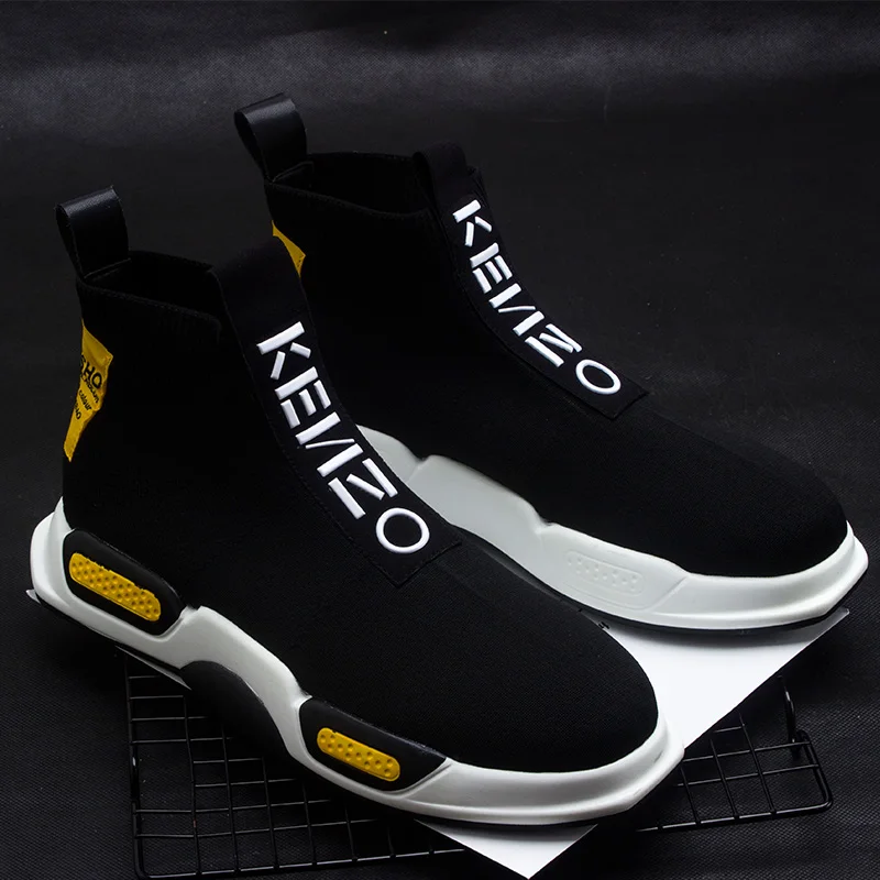 

Autumn socks men's shoes breathable tide shoes Korean version of the wild high to help socks men's shoes