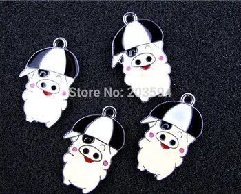 

AE434 Mix Color 20Pcs Alloy Metal Enamel Pig Charms Pendants 33x20mm