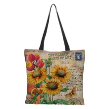 Индивидуальные серии Льняная сумка двухсторонняя печать дамская сумка большая емкость Складная женская сумка для покупок Досуг завод