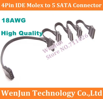 

best price Black 4Pin Female IDE Molex PC Computer Hard Drive 1 to 5 SATA Splitter Power Supply Adapter Converter Cable Cord