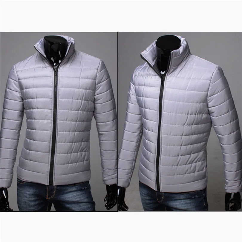 Men Winter Autumn Jacket Casual Keep Warm Stand Collar Coats Slim Long Sleve Zipper Jacket Top Coat Male Outwear Coat #4M28 (7)