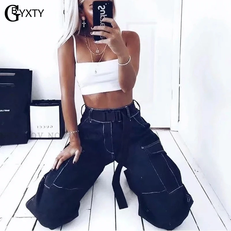 high waist cargo pants with belts