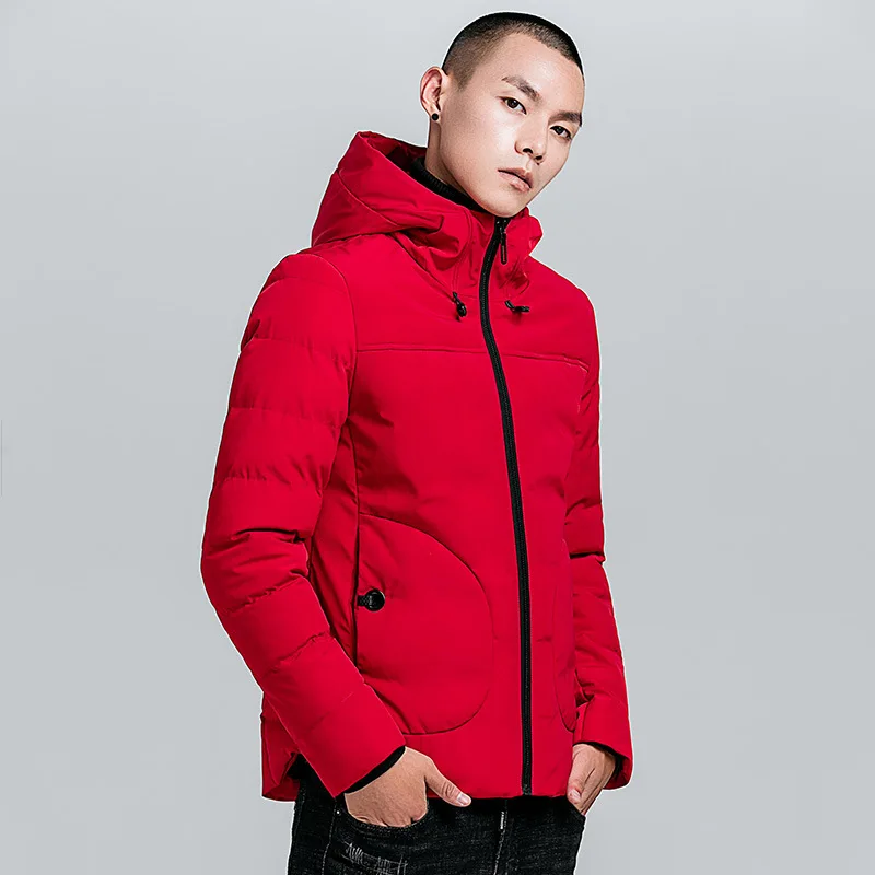 Прямая, мужские зимние куртки и пальто, повседневные мужские парки с хлопковой подкладкой, пальто NXP24 - Цвет: Красный